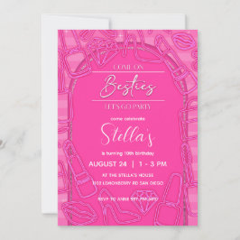 Invitación Cumpleaños de muñecas rosadas, cumpleaños Chica Ne