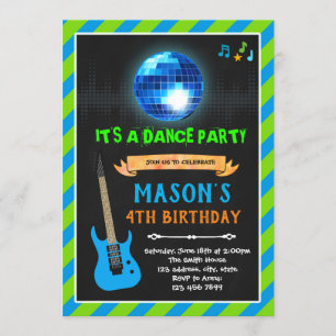 Invitación cumpleaños de música de danza verde limón y marina