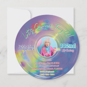 Invitación Cumpleaños de música de vinilo morado Colorido