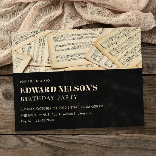 Invitación Cumpleaños de música vintage