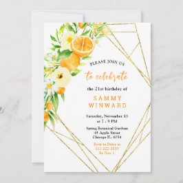 Invitación Cumpleaños de Naranjas y Flores