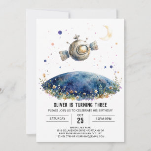 Invitación Cumpleaños de Nave Espacial Cósmica