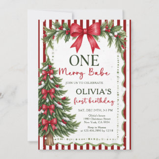 Invitación Cumpleaños de Navidad de un bebé alegre