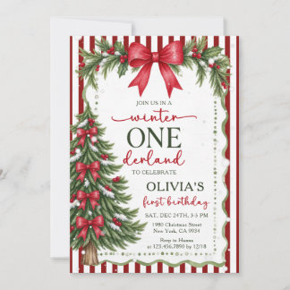 Invitación Cumpleaños de Navidad Winter Onederland