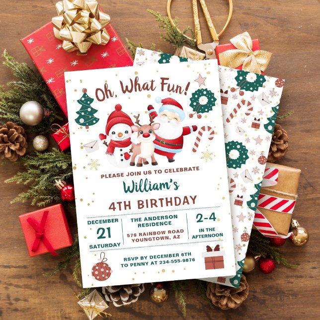 Invitación Cumpleaños de navidades Santa Deer Snowman (Subido por el creador)