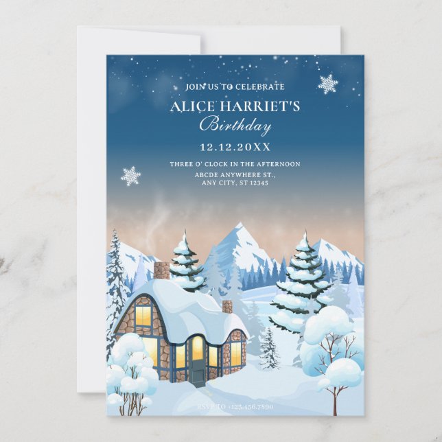 Invitación cumpleaños de navidades Winter Willderland (Anverso)