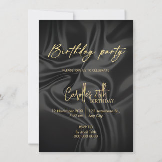 Invitación Cumpleaños de negro y dorado