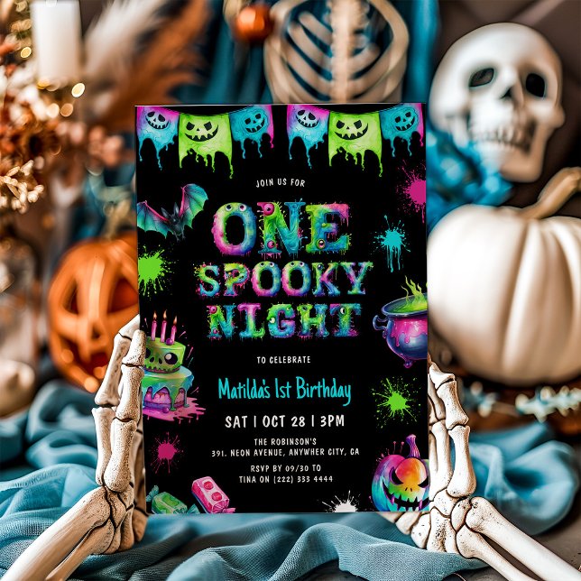 Invitación Cumpleaños de Neon Spooky Halloween 1 (Subido por el creador)