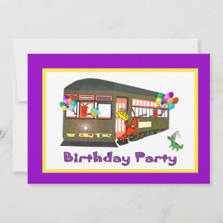 Invitación Cumpleaños de New Orleans Streetcar (púrpura)