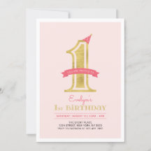 Cumpleaños de niña 1er año | Rosa y dorado