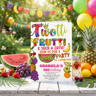 Invitación Cumpleaños de niña 2 años con frutas tropicales TW