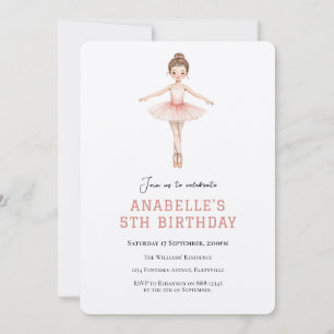 Invitación Cumpleaños de niña 5 años ballet 