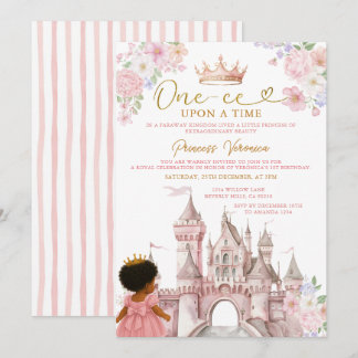 Invitación Cumpleaños de niña afroamericana Floral Fairytale