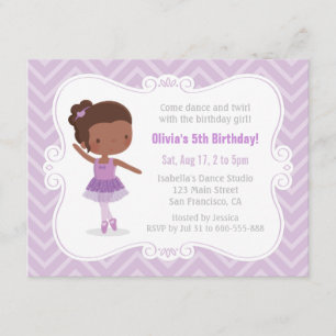 Invitación Cumpleaños de niña bailarina afroamericana
