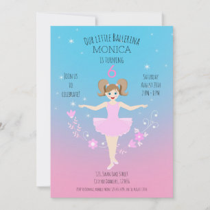 Invitación Cumpleaños de niña Bailarina Bonita