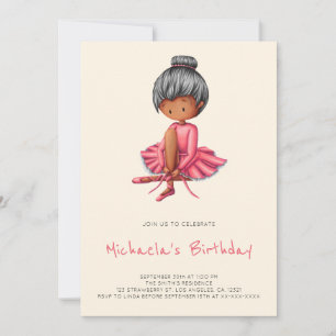 Invitación Cumpleaños de niña bailarina con tutú rosa