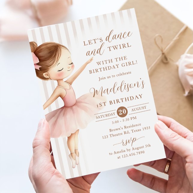 Invitación Cumpleaños de niña bailarina de ballet Tutu (Subido por el creador)