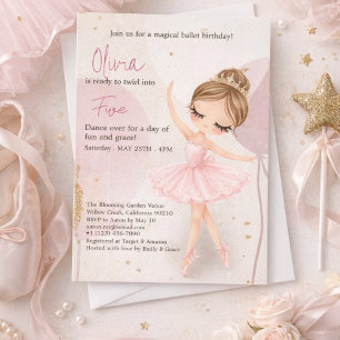 Invitación Cumpleaños de niña bailarina de ballet tutú