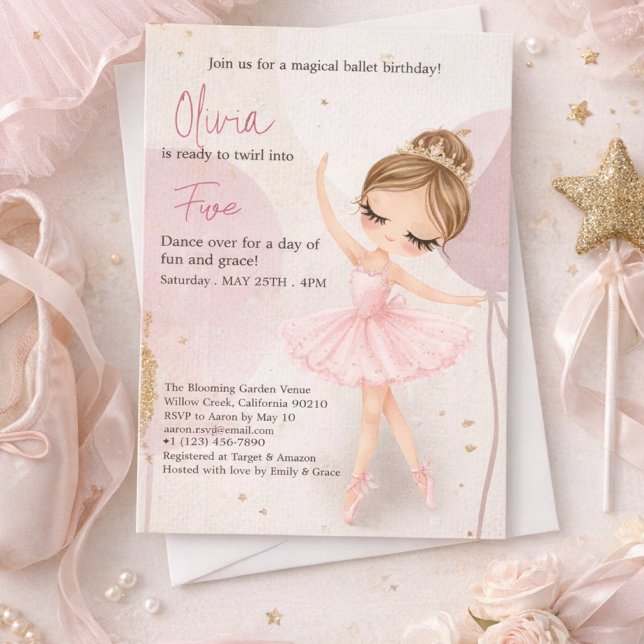 Invitación Cumpleaños de niña bailarina de ballet tutú (Subido por el creador)