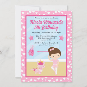 Invitación Cumpleaños de niña bailarina morena linda 