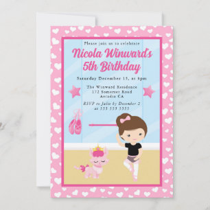 Invitación Cumpleaños de niña bailarina morena linda Kids