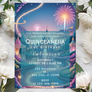 Invitación Cumpleaños de niña bebé Castillo de Cuento de Hada