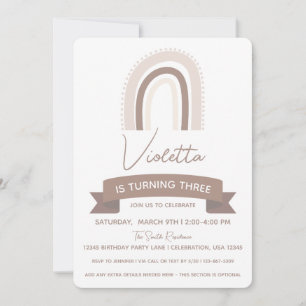 Invitación Cumpleaños de niña boho arcoíris