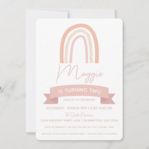 Invitación Cumpleaños de niña boho arcoíris