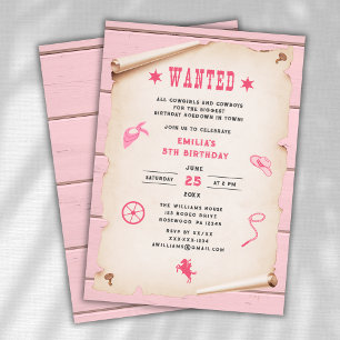 Invitación Cumpleaños de niña buscada en rodeo occidental