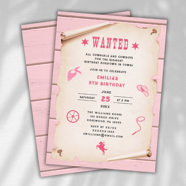 Invitación Cumpleaños de niña buscada en rodeo occidental (Subido por el creador)