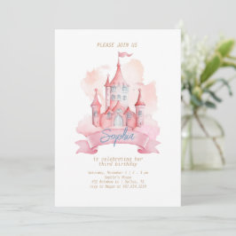 Invitación Cumpleaños de niña Castillo de la Princesa Rosa