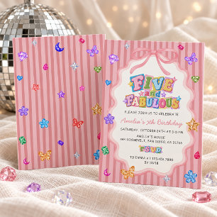 Invitación Cumpleaños de niña colorida y fabulosa gema de cin