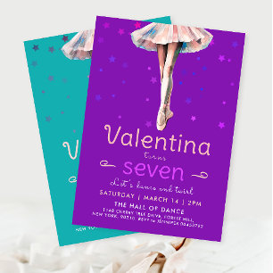 Invitación Cumpleaños de niña con bailarina de baile de estre