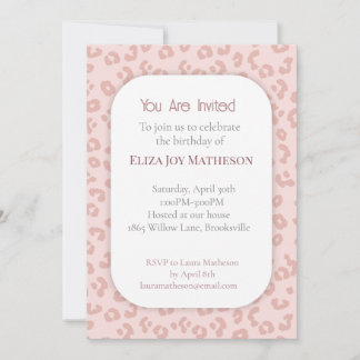 Invitación Cumpleaños de niña con estampado de leopardo rosa