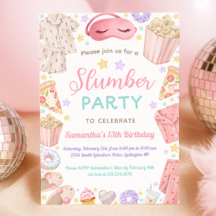 Invitación Cumpleaños de niña con fiesta de pijamas adorable