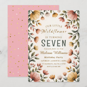 Invitación Cumpleaños de niña con flores silvestres rústicas