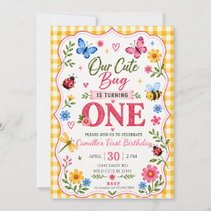 Invitación Cumpleaños de niña con insecto adorable