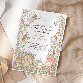 Invitación Cumpleaños de niña con jardín de hadas floral capr