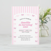 Cumpleaños de niña con lazo coquette rosa suave