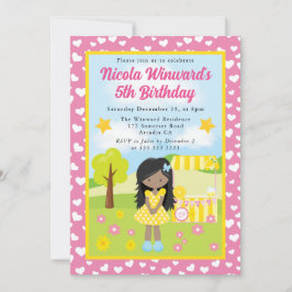 Invitación Cumpleaños de niña con limonada afroamericana lind