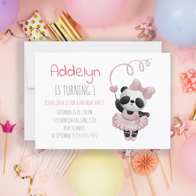 Invitación Cumpleaños de niña con osito panda bailarina (Subido por el creador)
