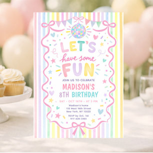 Invitación Cumpleaños de niña con rayas pastel caprichosas