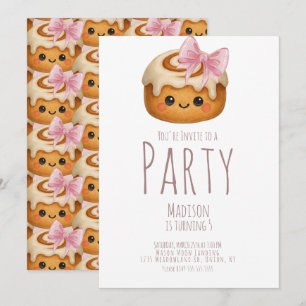 Invitación Cumpleaños de niña con rollo de canela lindo