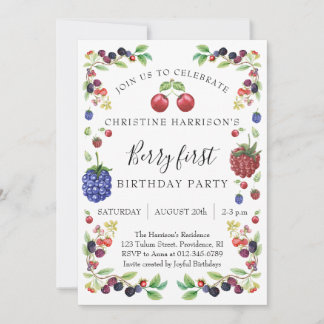 Invitación Cumpleaños de niña con tema de bayas