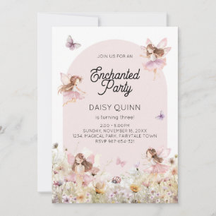 Invitación Cumpleaños de niña con tema de jardín de hadas