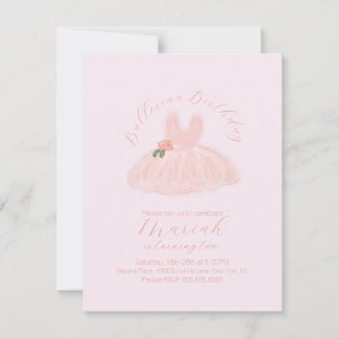 Invitación Cumpleaños de niña con tutú de bailarina a cualqui