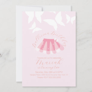 Invitación Cumpleaños de niña con tutú de bailarina Mariposa