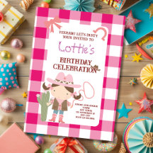 Cumpleaños de niña con vaquera rosa adorable