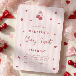 Invitación Cumpleaños de niña coqueta Cherry Sweet