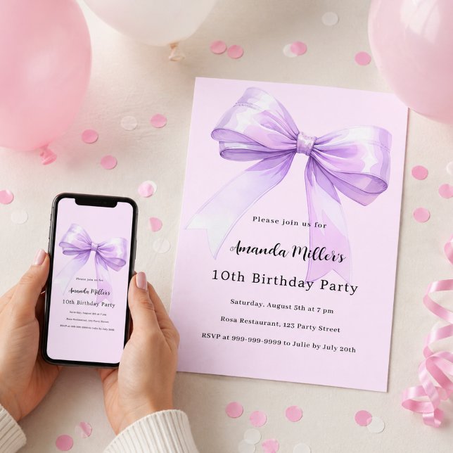 Invitación Cumpleaños de niña coqueta rosa lavanda (Subido por el creador)